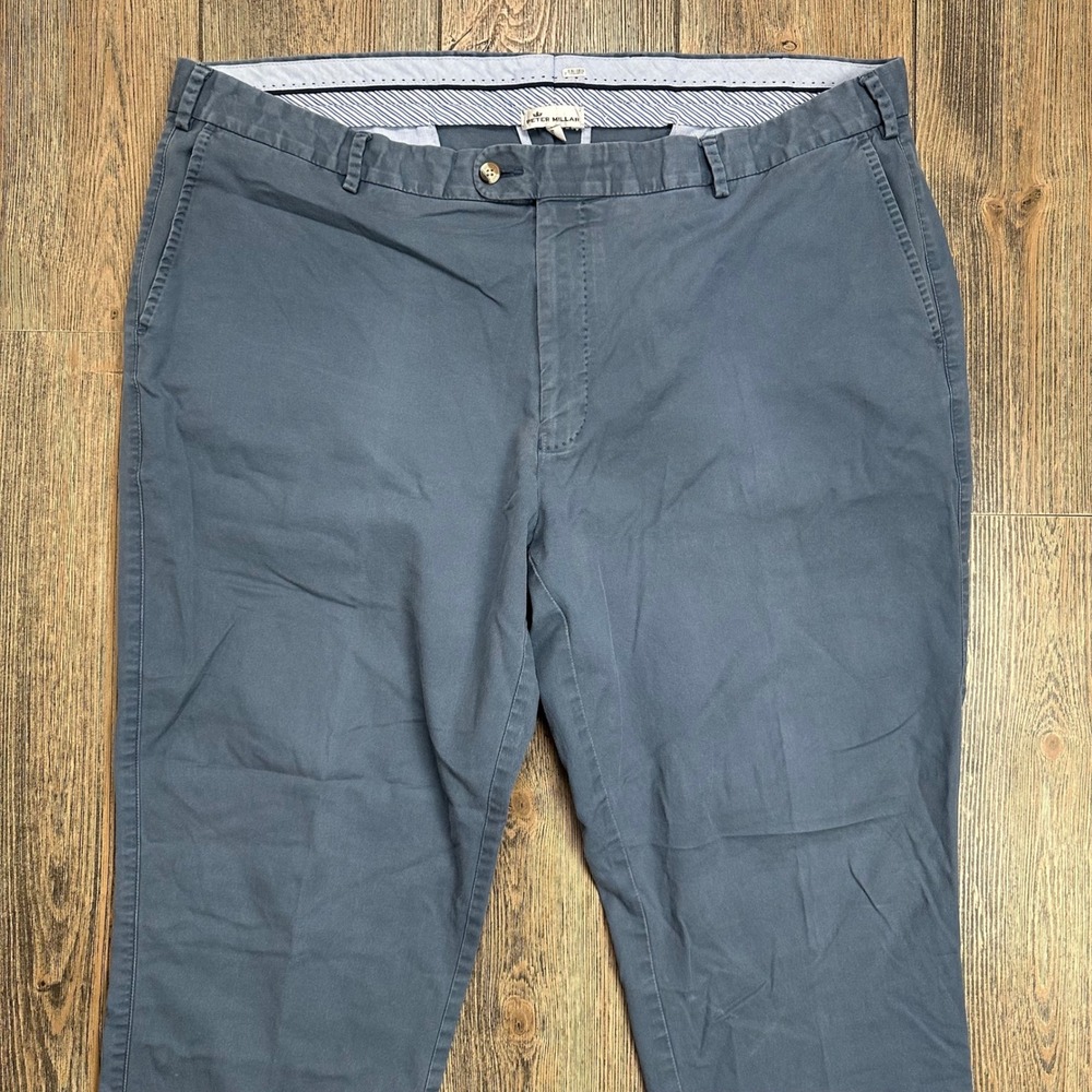 Peter Millar Soft Touch Twill Trouser Mens 42x26.5 Pants Blue Flat Front MCOB48 - Picture 4 of 9